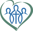 heart with people drawing of heart outline encircling a drawing of three people